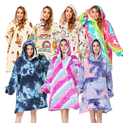 kopen Kleurrijke gezellige gepersonaliseerde oversized deken hoodie Extremely warm online manufacture