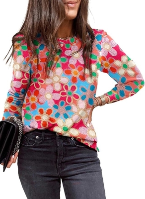 kopen Casual Polka Dots Tops Crewneck Long Sleeve Shirts Lichte losse sweatshirts online manufacture