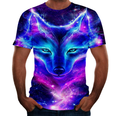 kopen Summer Men's Oversize T-Shirt Fox Wolf 3D Digitale Print Ronde nek online manufacture