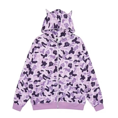 kopen Overal over gedrukt Oversize Hoodie Cotton Zip Up Sweatshirt Anti Wrinkle online manufacture