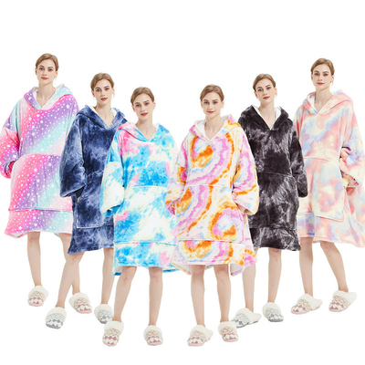 kopen Volledig op maat gemaakt flannel romper oversized pyjama deken hoodie kleurrijk gedrukt online manufacture