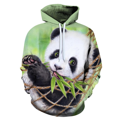 kopen Mensen Oversized Panda Printed Hoodie met lange mouw met zak online manufacture