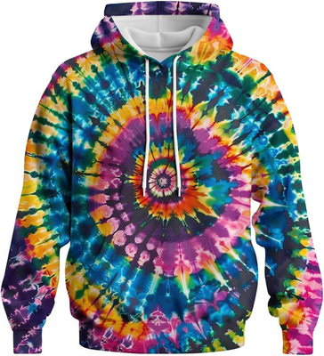 kopen Kleur Regenboog Print Hoodie Tie Dye Sweatshirt Mode Grafische Pullover Voor Mannen Vrouwen online manufacture