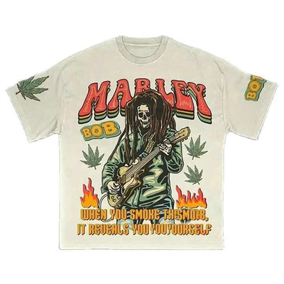 kopen Custom Skull Head Print Logo Streetwear Vintage Eerste Klasse Kwaliteit 100% Katoen Plain Heavyweight Oversized T-Shirt online manufacture