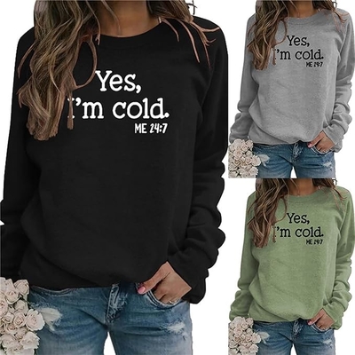 Grappige brieven gedrukt Casual Loose Sublimatie Sweater Print On Demand OEM