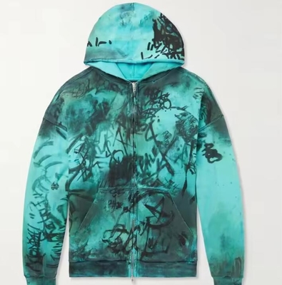 Graffiti Print Oversized Distressed Gescheurde Hoodie