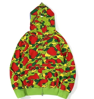 Aanpasbare Camo Full Face Zip Up Hoodie 100% katoen Full Zip Hoodie