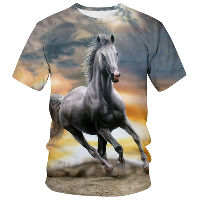 Mannen Vrouwen Paard 3D-geprinte T-shirts Dierengrafiek Casual Crew Neck T-shirts