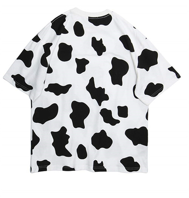 Vrouwen korte mouw ronde nek kleurblok koe print zomer casual oversized T-shirt T-tops