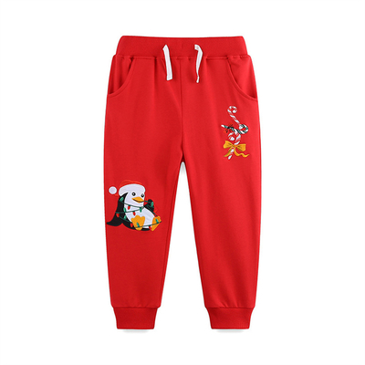Meisjes Nieuwe stijl Kerst Kinderen Sportbroek Gebreide katoenen borduurwerk Kinderen dragen Sweatpants