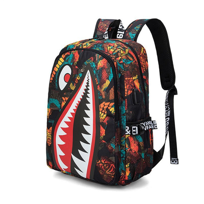 3D-geprinte schoolkinderen Mode schooltas Haai Persoonlijkheid Patroon Printen Licht Vrije tijd Eenvoudige rugzak