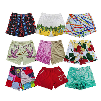 Hoge kwaliteit Custom Name Logo Mensen Beach Shorts 5in Inseam Nylon Running Mesh Comfortable Shorts Mensen Floral Beach Shorts