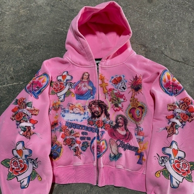 Retro gothic rock letter gedrukte trui met hoed Harajuku losse all-match trui paar set